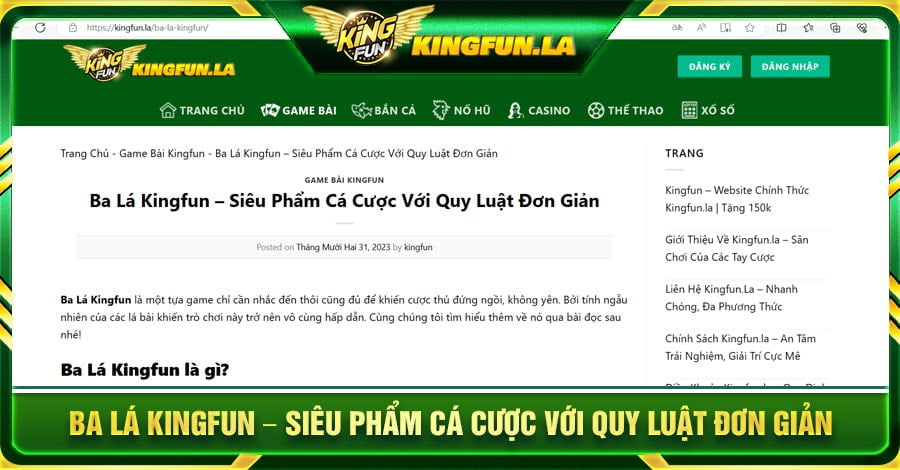 Ba Lá Kingfun – Siêu Phẩm Cá Cược Với Quy Luật Đơn Giản