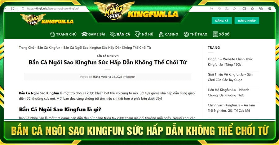 Bắn Cá Ngôi Sao Kingfun Sức Hấp Dẫn Không Thể Chối Từ