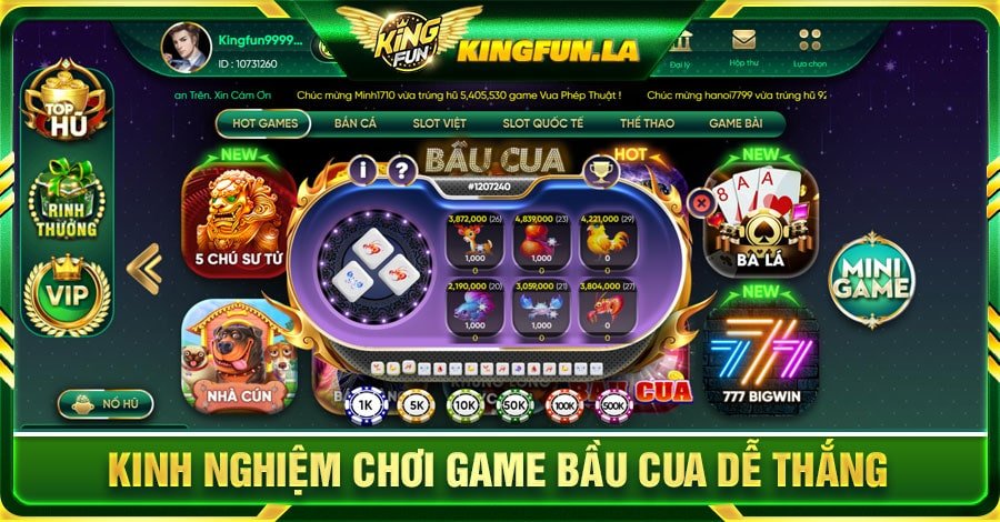 Kinh nghiệm chơi game Bầu Cua dễ thắng