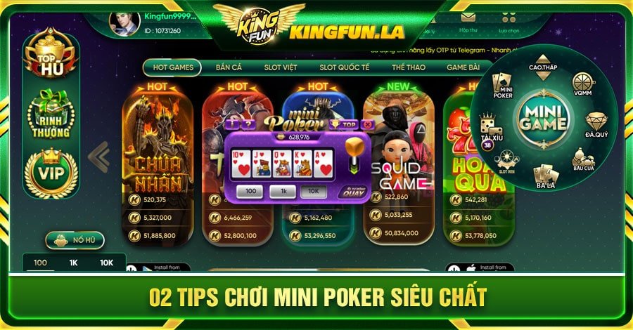 02 tips chơi Mini Poker siêu chất