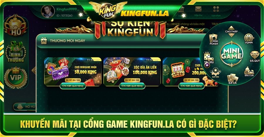 Khuyến mãi tại cổng game Kingfun.la có gì đặc biệt?