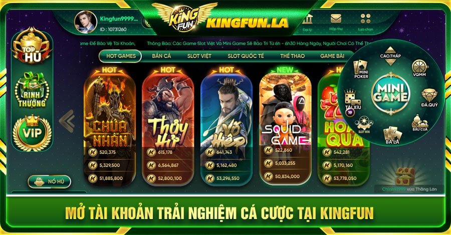 Mở tài khoản trải nghiệm cá cược tại Kingfun